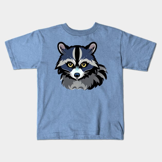 Adorable Raccoon Comic Cameo Kids T-Shirt by Obotan Mmienu